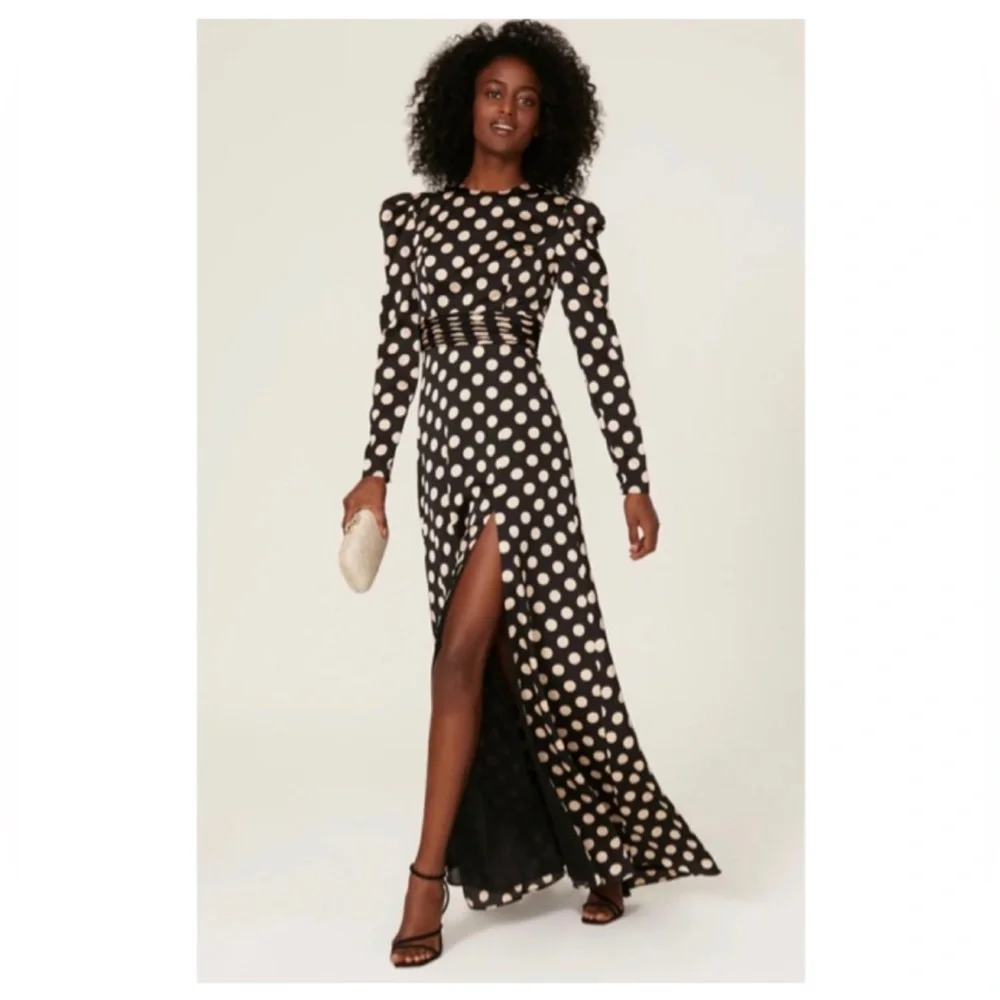 Ieena for Mac Duggal Black & White Polka Dot Satin Gown Size 2 US $398